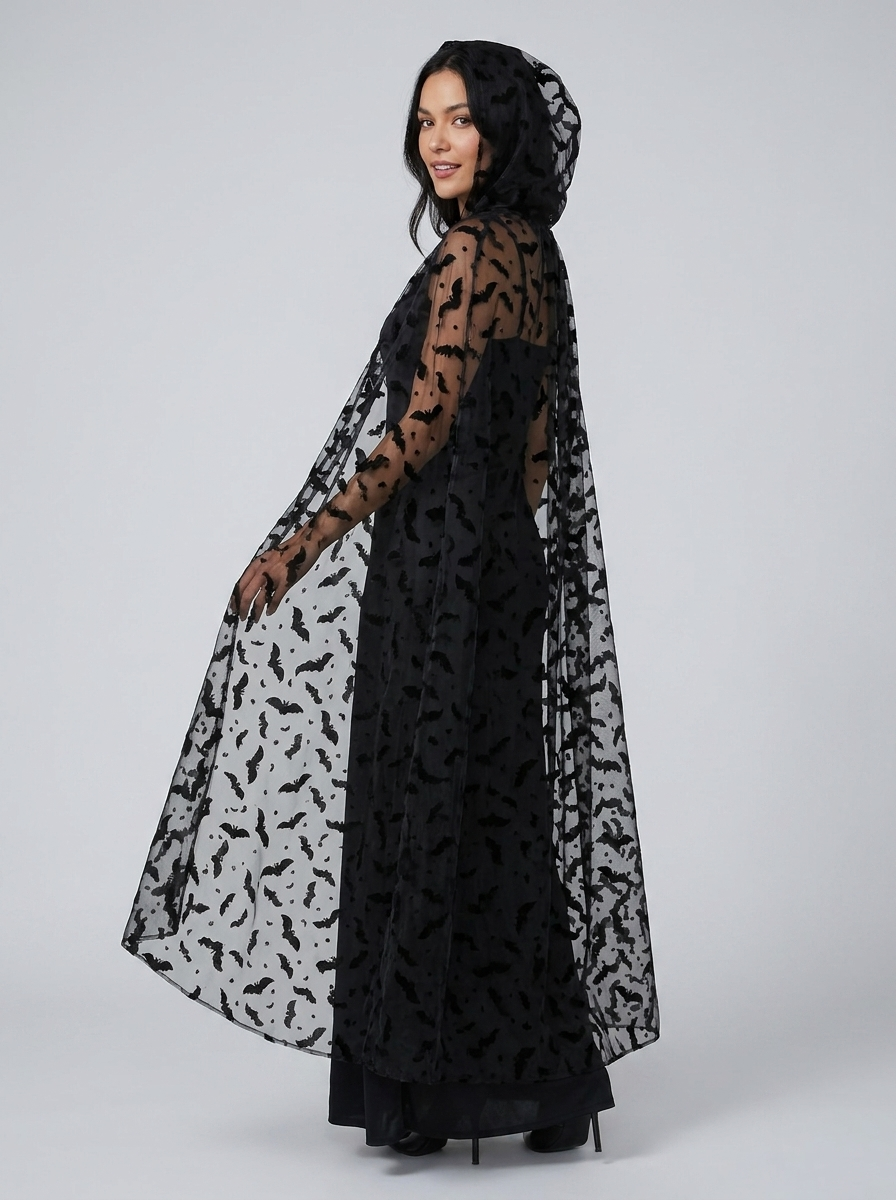Eleanor | Women's Hooded Cape | Bat Print
