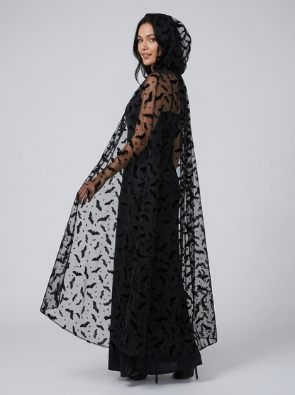 Eleanor | Women's Hooded Cape | Bat Print