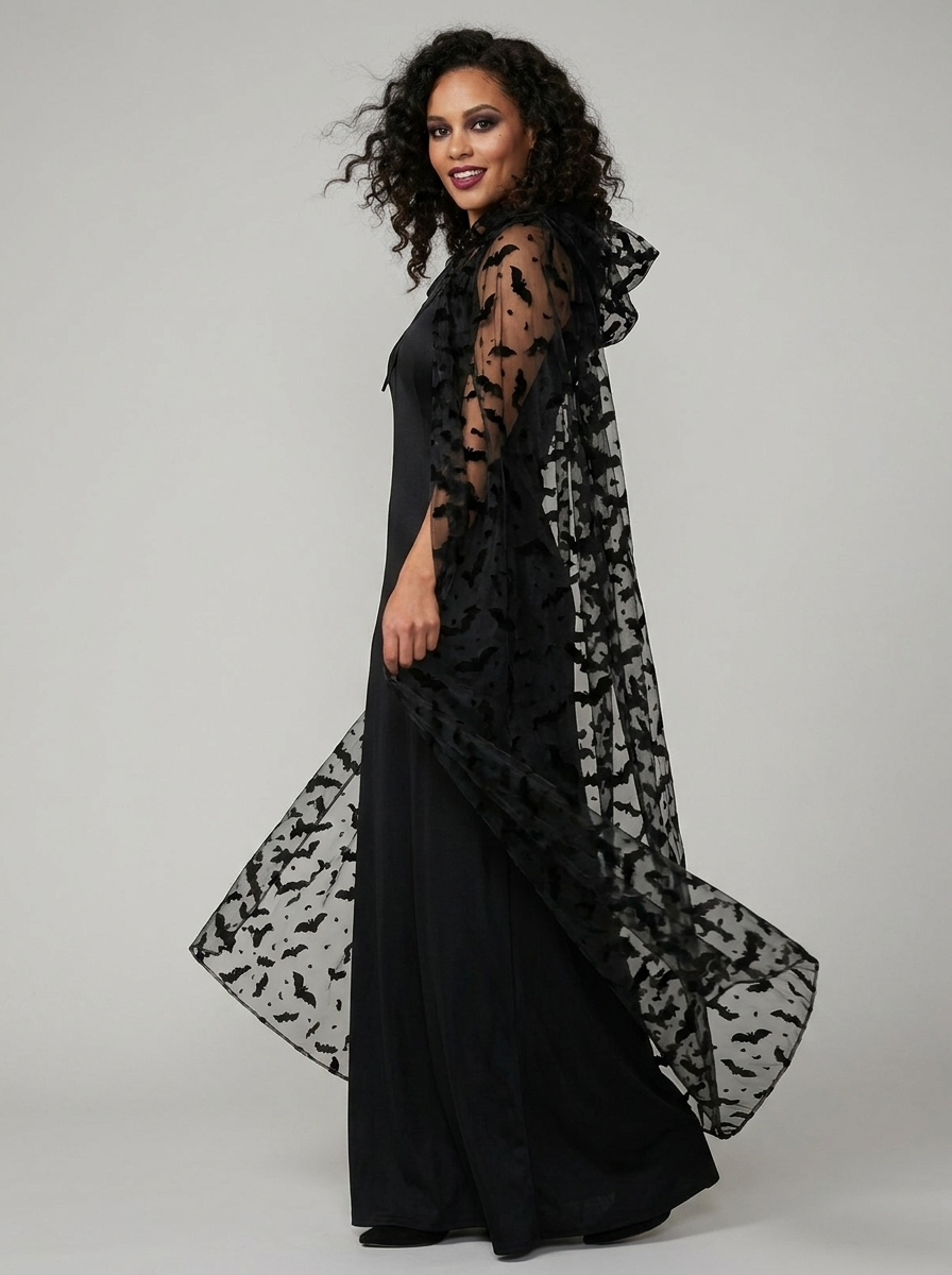 Eleanor | Women's Hooded Cape | Bat Print