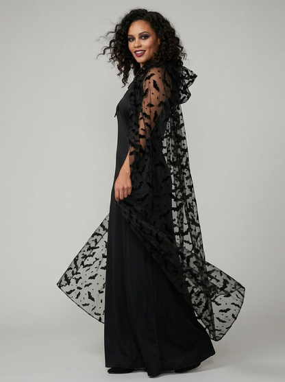 Eleanor | Women's Hooded Cape | Bat Print