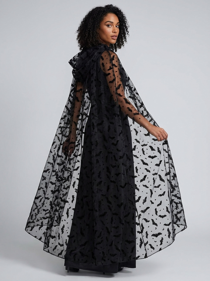 Eleanor | Women's Hooded Cape | Bat Print