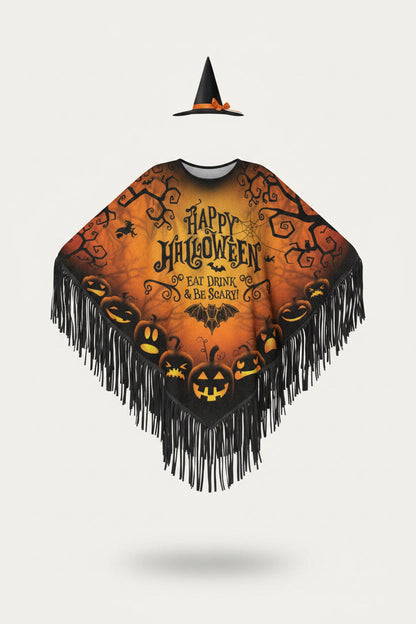 Willow | Women's Halloween Poncho | Fringed Hem
