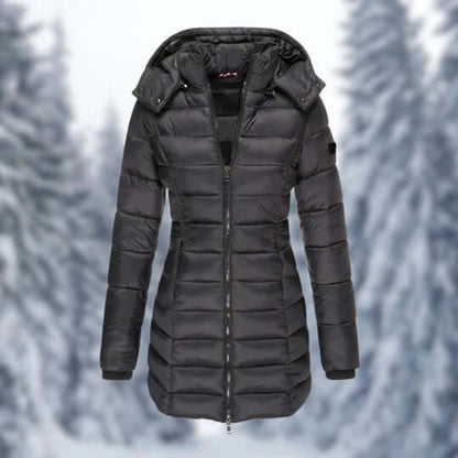 Women's Mid-Length Winter Coat with Detachable Hood