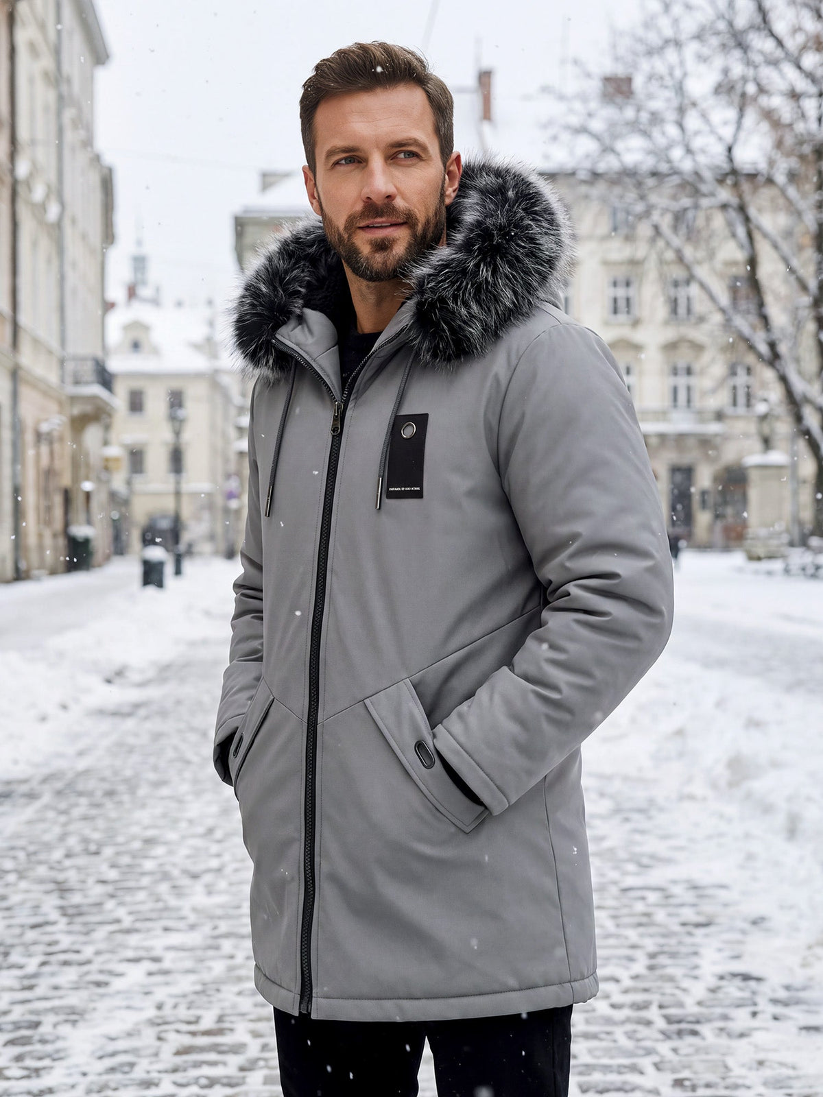 Henrik | Herren wattierter Parka mit abnehmbarer Kapuze und Plüschfutter
