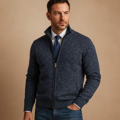 Herre Strikcardigan Med Lynlåslukning – Klassisk Strikjakke Til Smart Casual Stil, Hverdagsbrug, Kontor Og Fritid