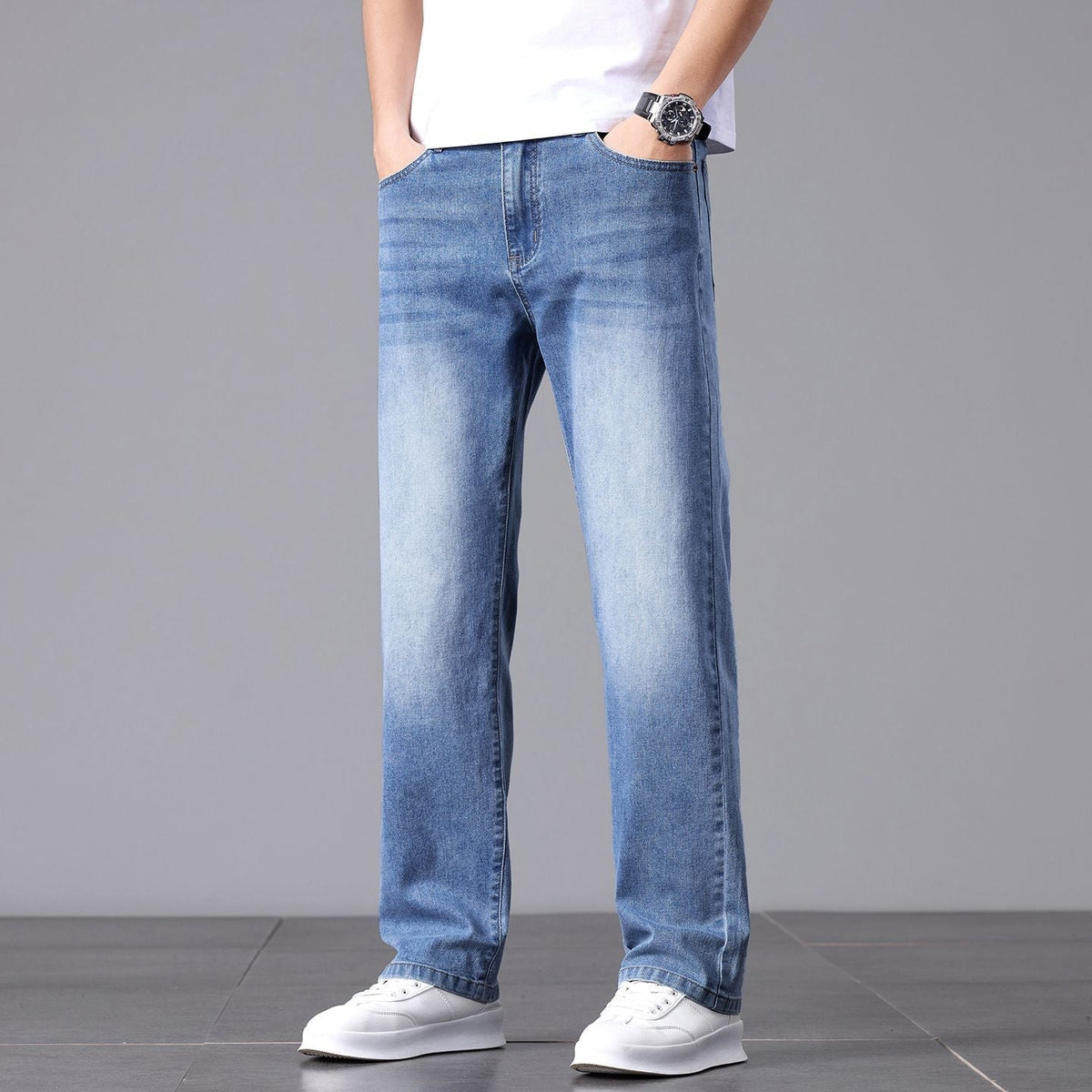 Herrenjeans mit geradem Bein und lockerer Passform