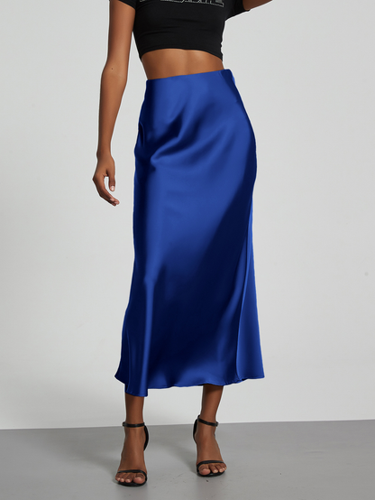Damen Midirock mit A-Linien-Form und Hoher Taille