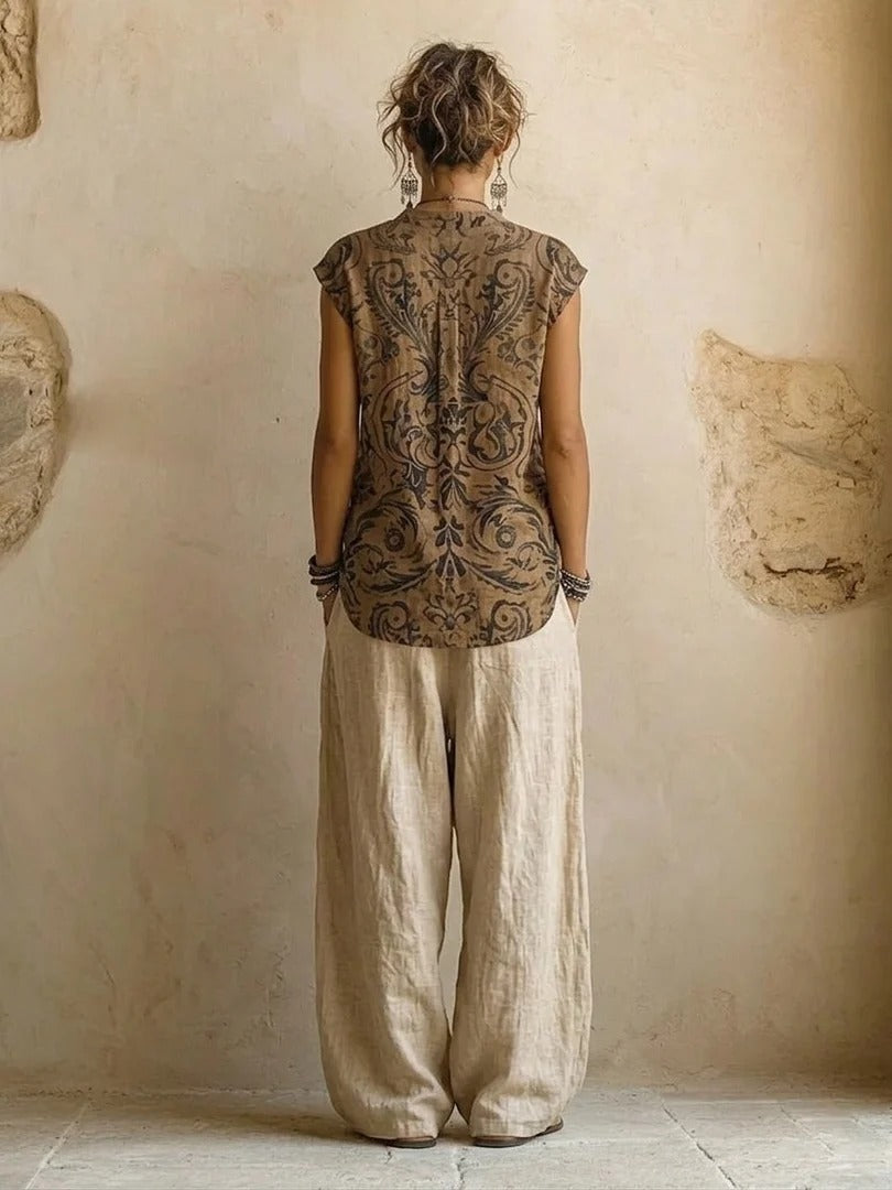 Women's Three-Piece Cotton Linen Set