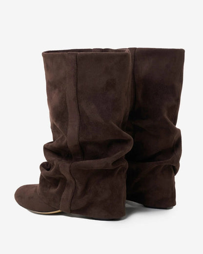Casual Knee-High Slouchy Boots with Drawstring