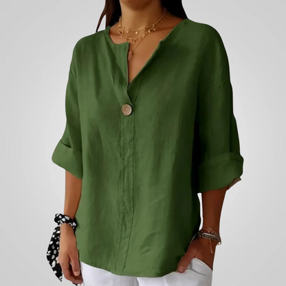 Women's Airy Linen V-Neck Shirt