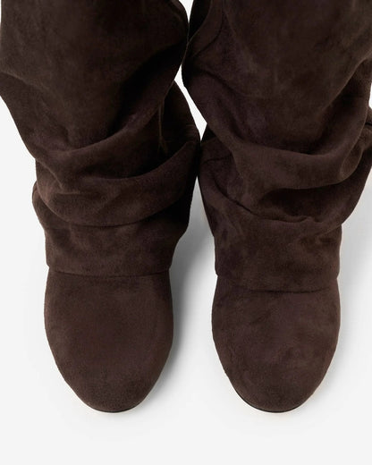 Casual Knee-High Slouchy Boots with Drawstring