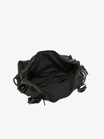 Black Faux Leather Shoulder Bag