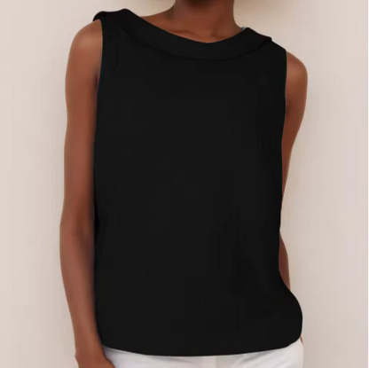 Sleeveless Roll Collar Top
