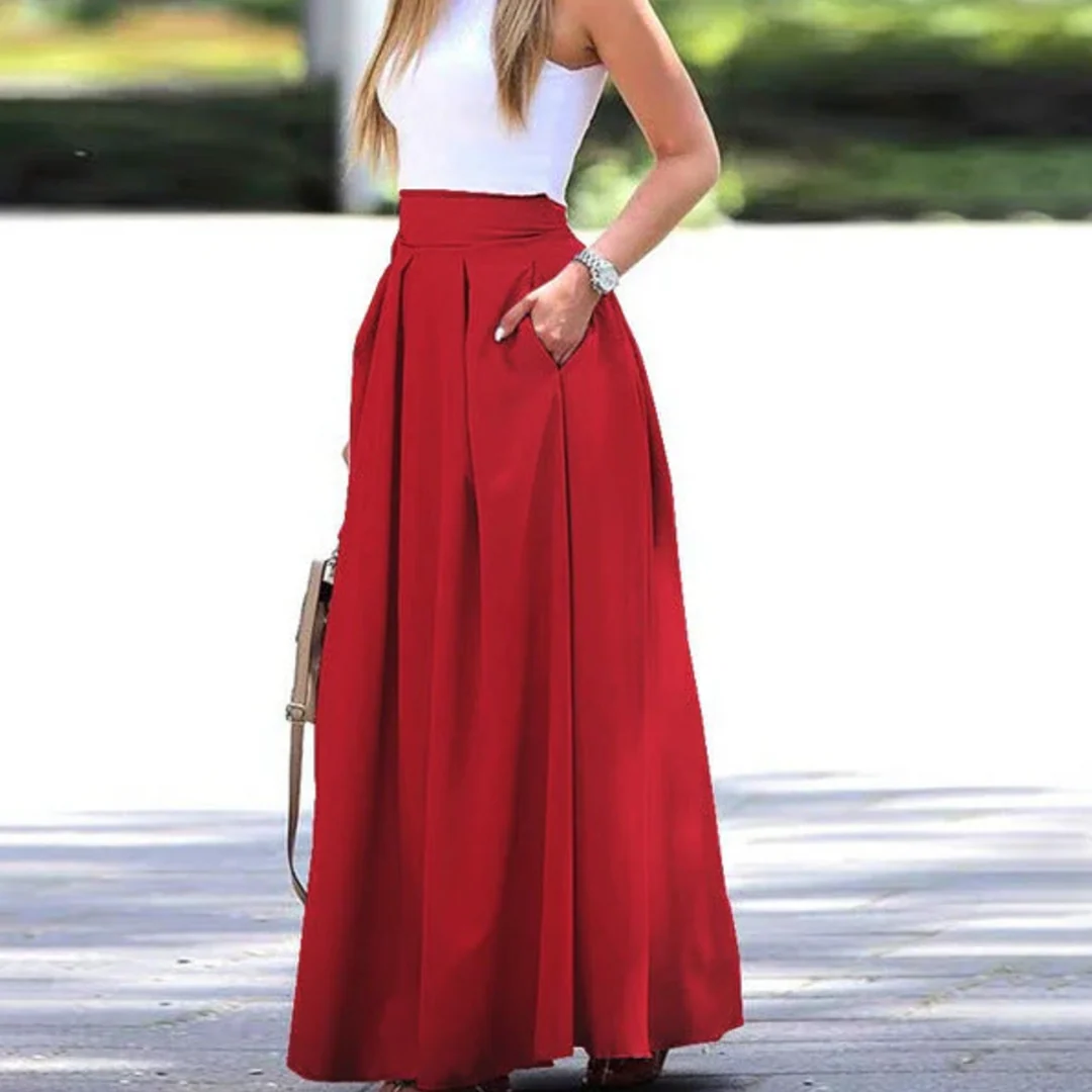 Women's High-Waist Pleated Maxi Skirt