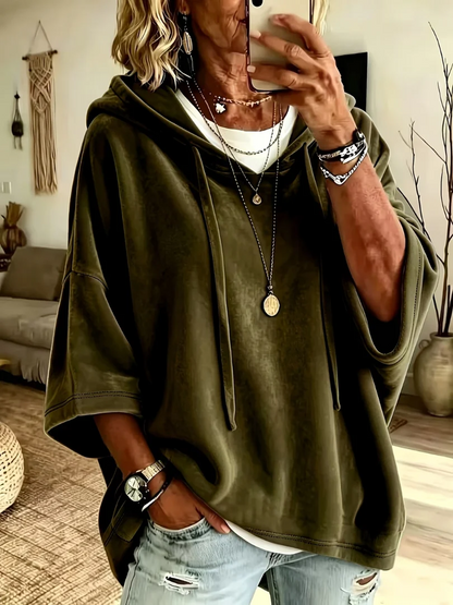 Women's Oversized Velvet-Inspired Hoodie