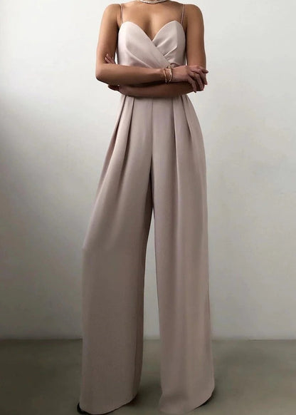 Wrap Top Wide Leg Jumpsuit with Sweetheart Neckline