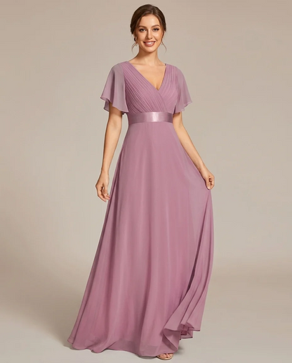 Empire Waist Chiffon Maxi Bridesmaid Dress