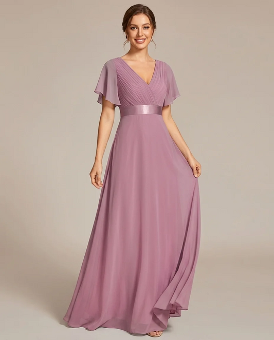 Empire Waist Chiffon Maxi Bridesmaid Dress