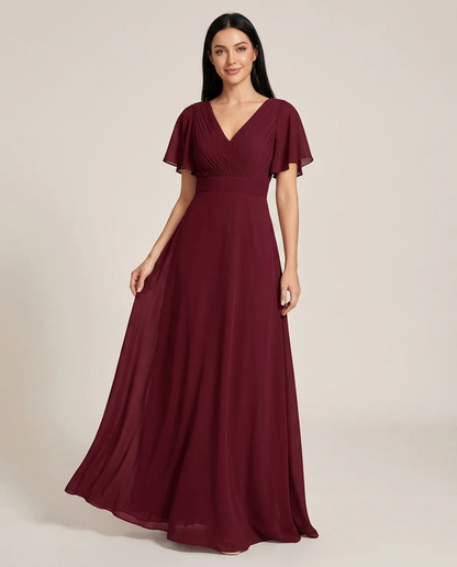 Empire Waist Chiffon Maxi Bridesmaid Dress