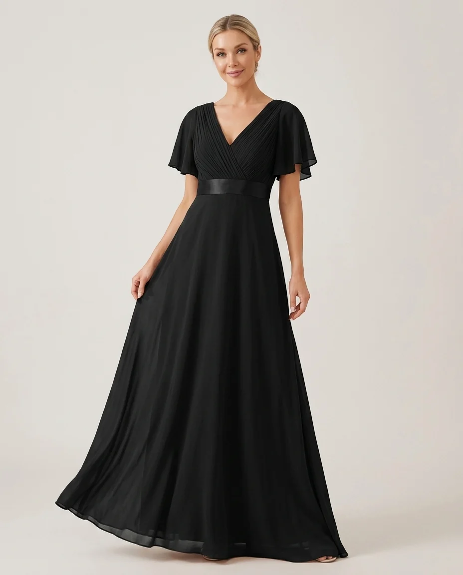 Empire Waist Chiffon Maxi Bridesmaid Dress