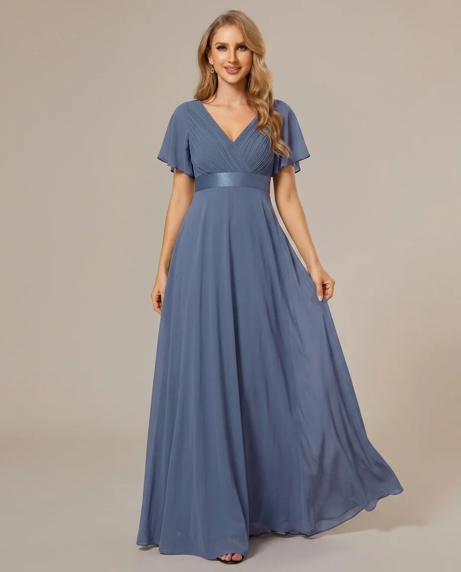 Empire Waist Chiffon Maxi Bridesmaid Dress