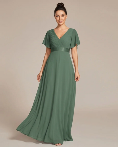 Empire Waist Chiffon Maxi Bridesmaid Dress