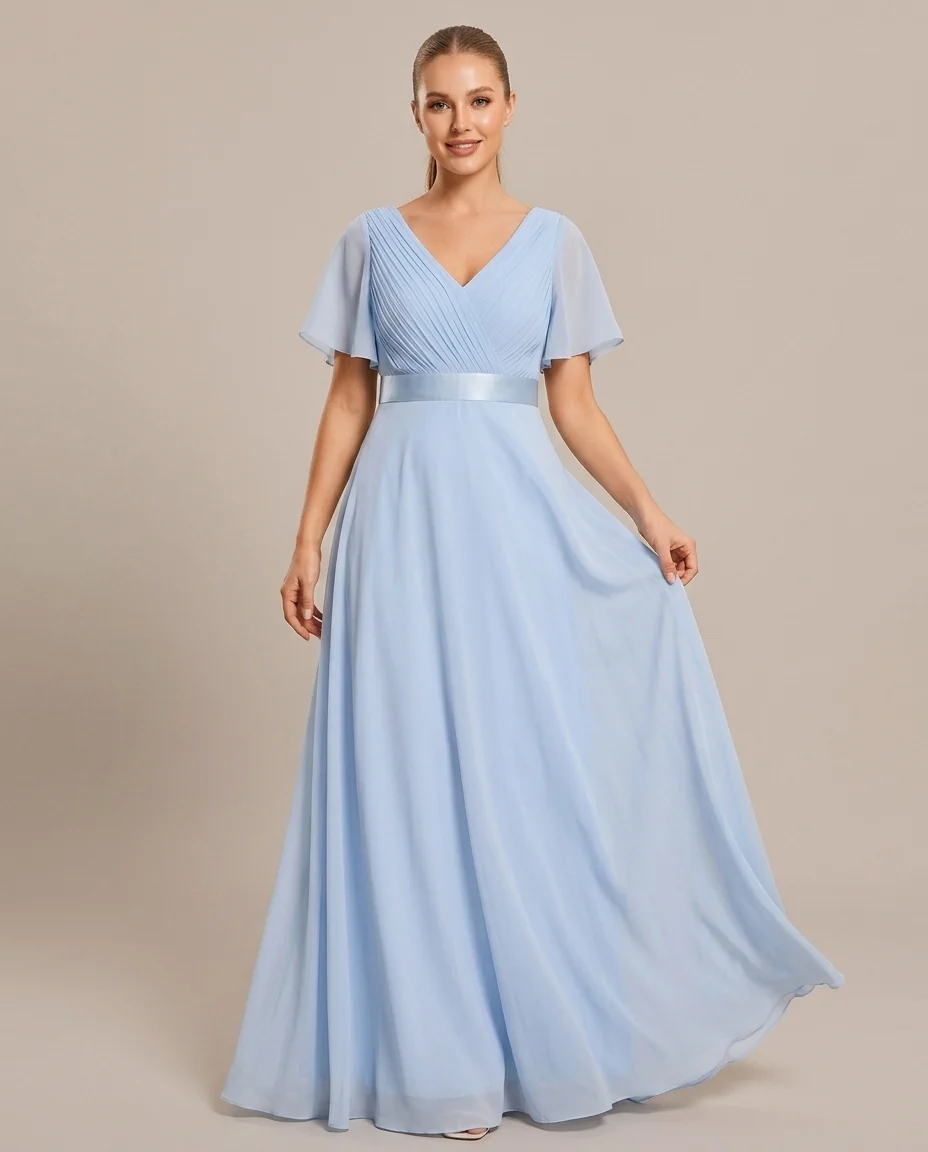Empire Waist Chiffon Maxi Bridesmaid Dress