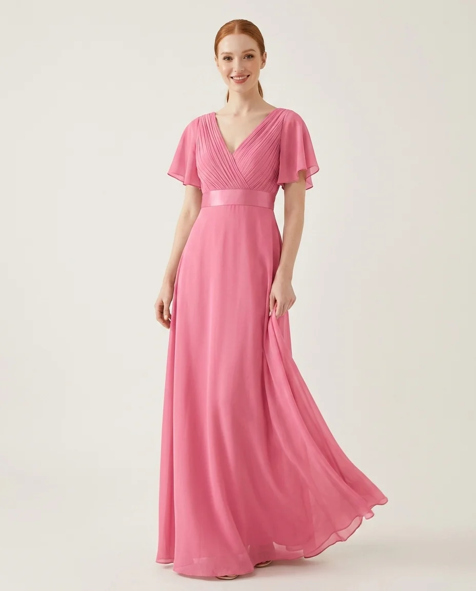 Empire Waist Chiffon Maxi Bridesmaid Dress