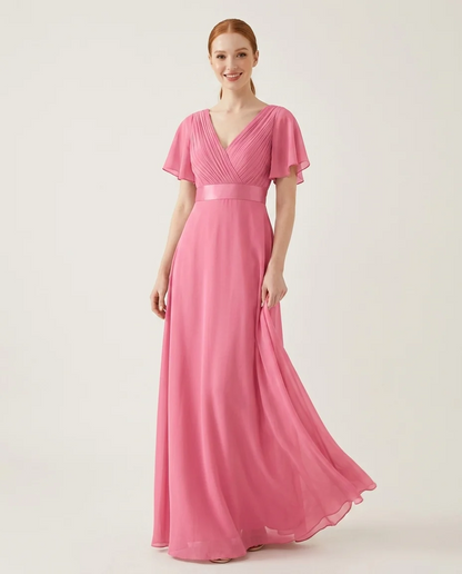 Empire Waist Chiffon Maxi Bridesmaid Dress