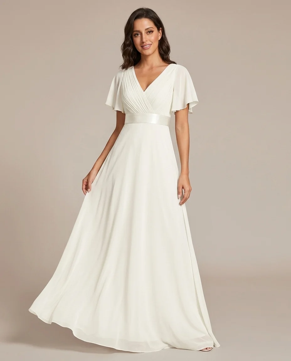 Empire Waist Chiffon Maxi Bridesmaid Dress