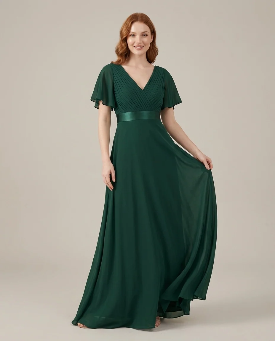 Empire Waist Chiffon Maxi Bridesmaid Dress