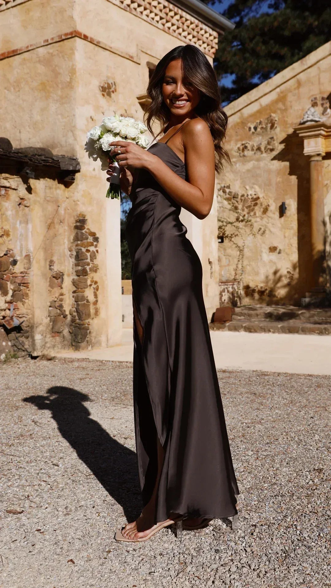 Square Neck Maxi Dress with High Leg Split