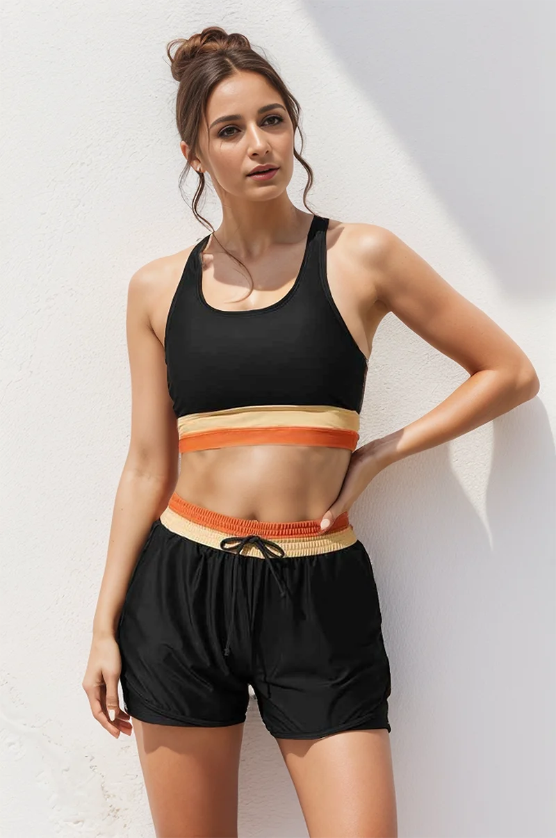 Women's Racerback Sport Bikini and Boyshort Set