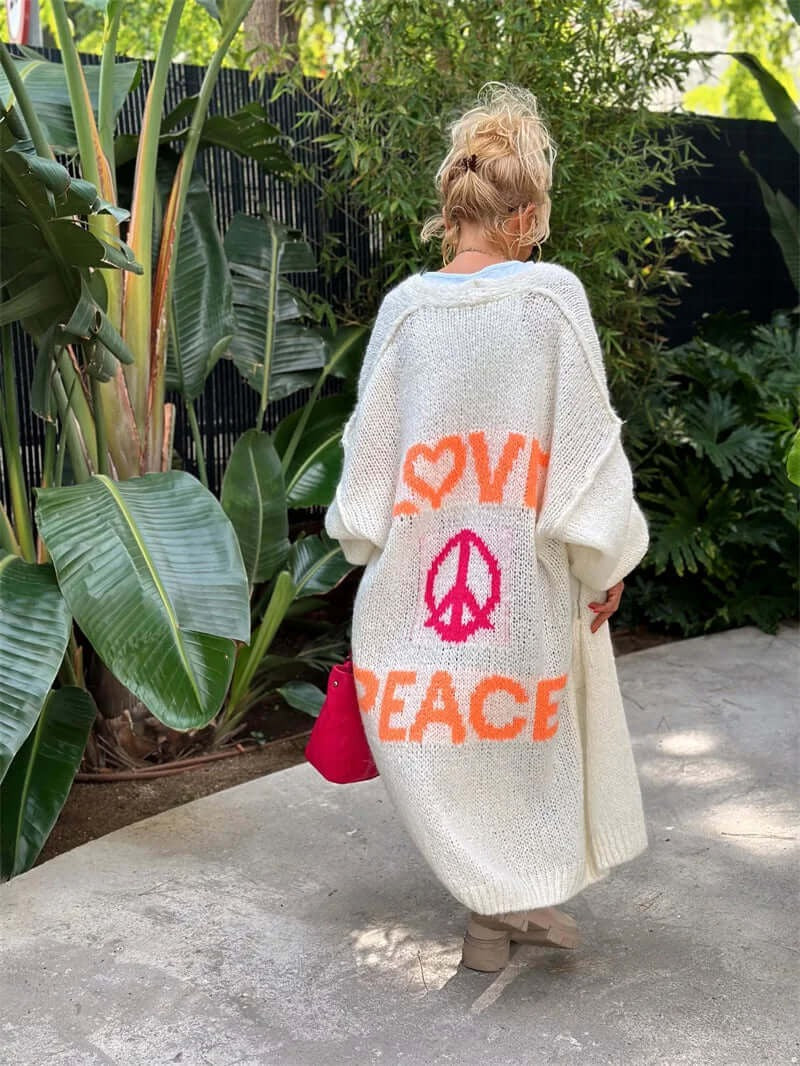 Women's Love & Peace Knitted Cardigan