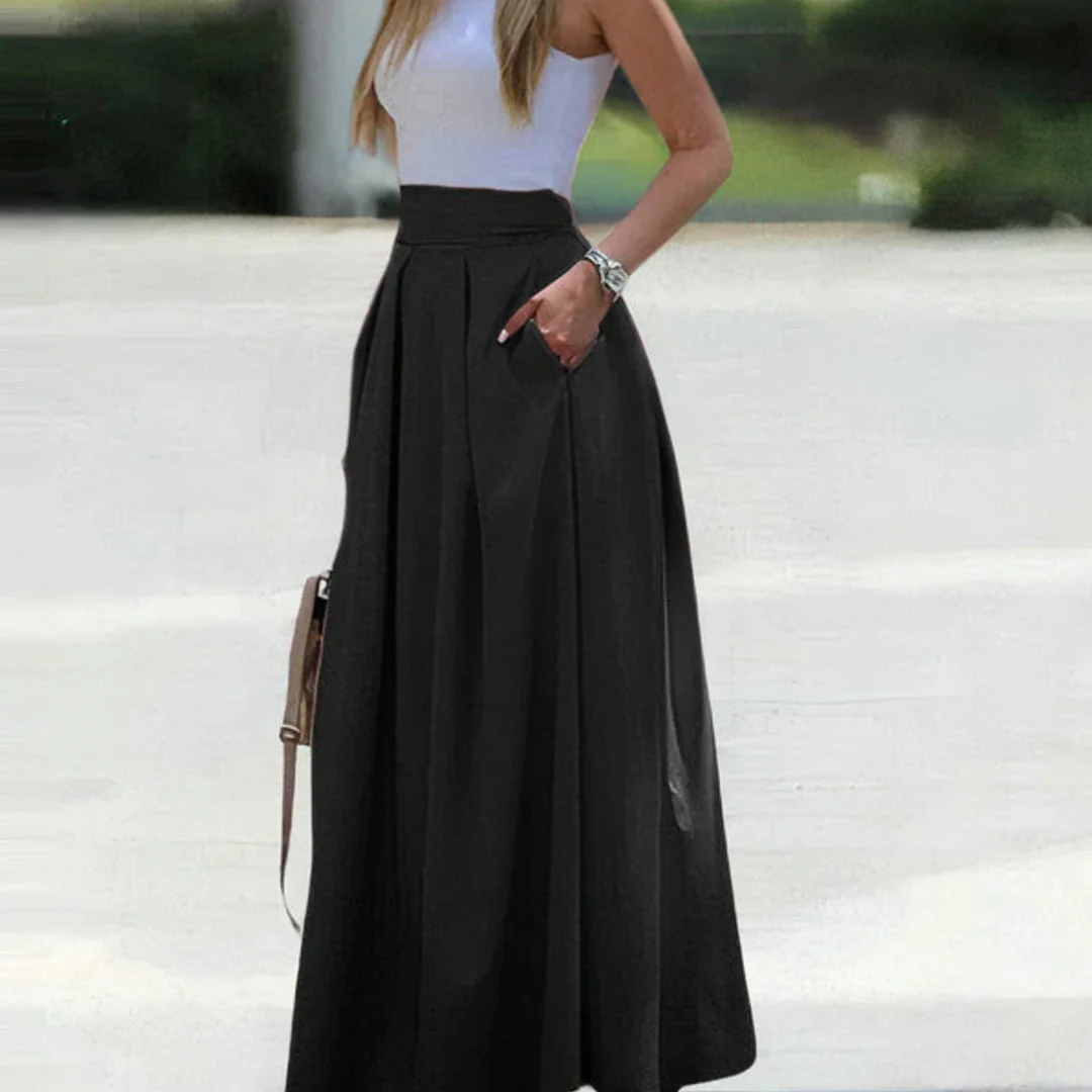 Women's High-Waist Pleated Maxi Skirt