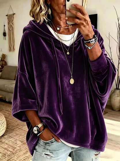 Women's Oversized Velvet-Inspired Hoodie