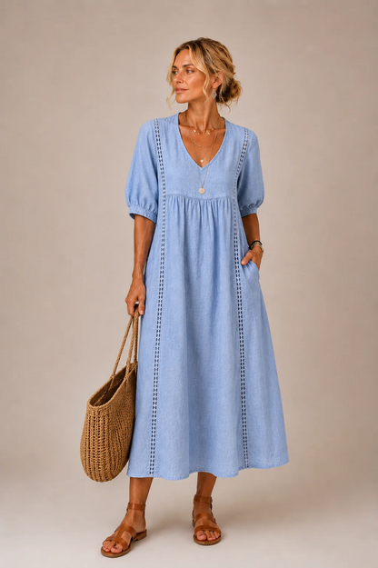 Women's Linen and Lace Dress