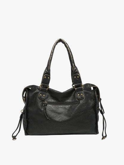 Black Faux Leather Shoulder Bag