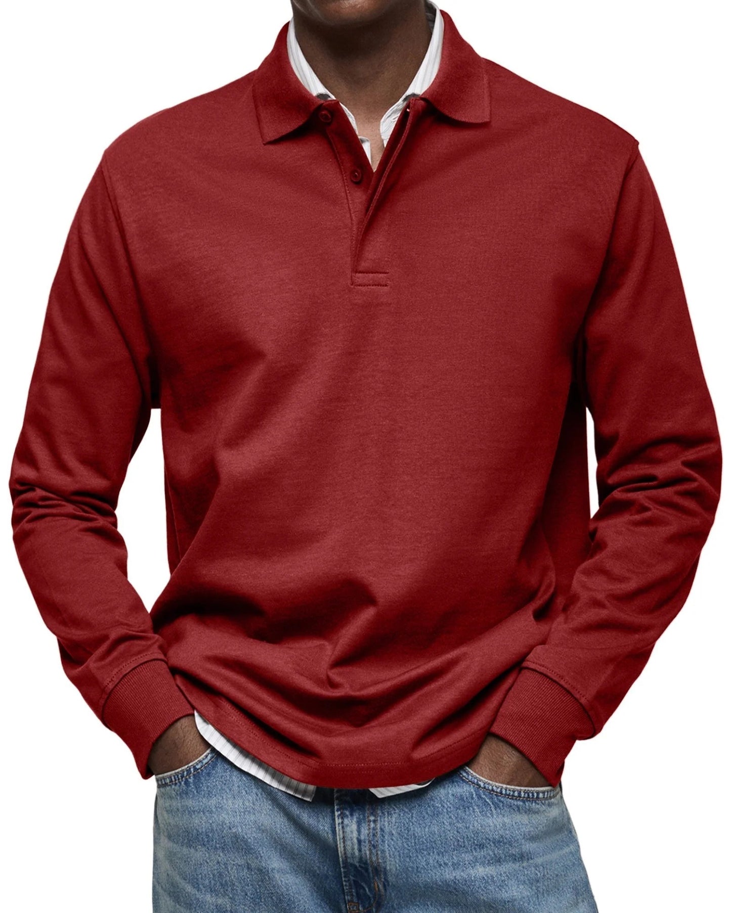 Long-Sleeved Luxury Polo Shirt – Comfortable & Versatile