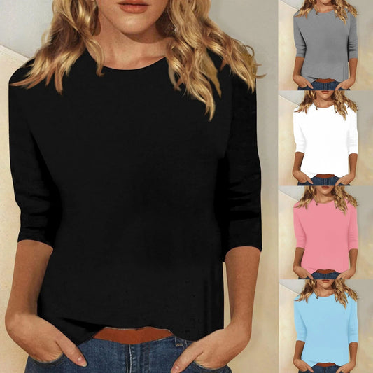 Women's Round Neck Three-Quarter Sleeve Tee
