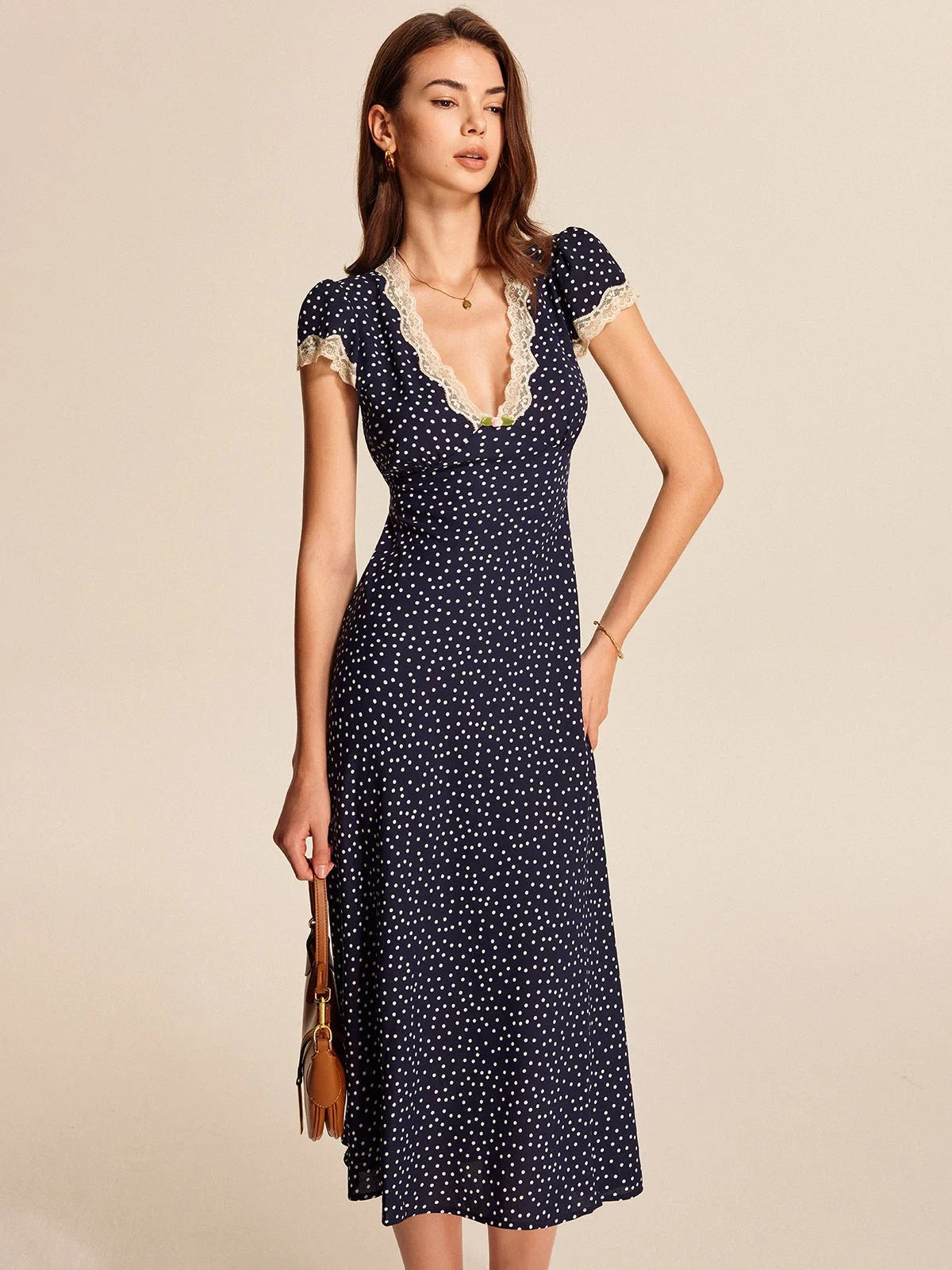 Valda Polka Dot Lace Dress