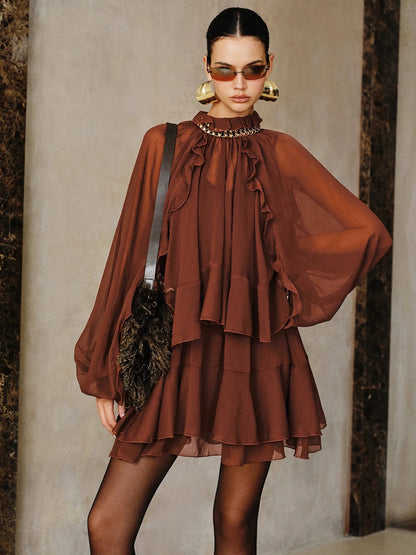 Candy Ruffle Chiffon Mini Dress