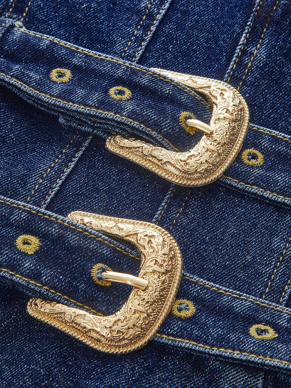 Iris Double Buckle Denim Dress