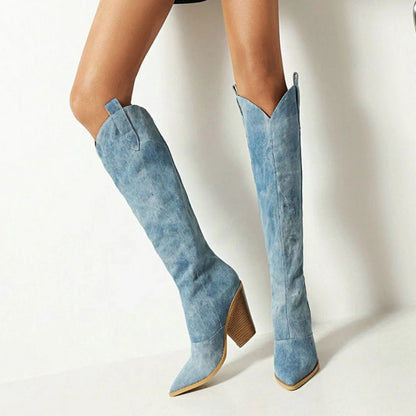 Donna Denim Cowboy Boots