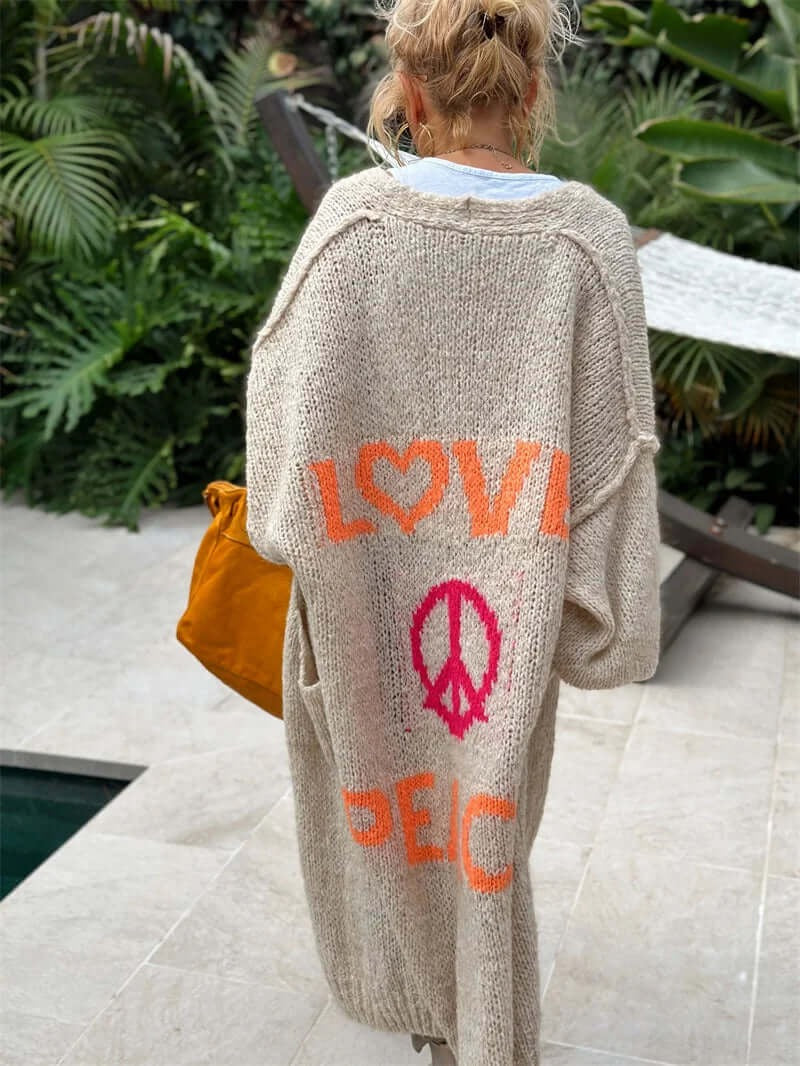 Women's Love & Peace Knitted Cardigan