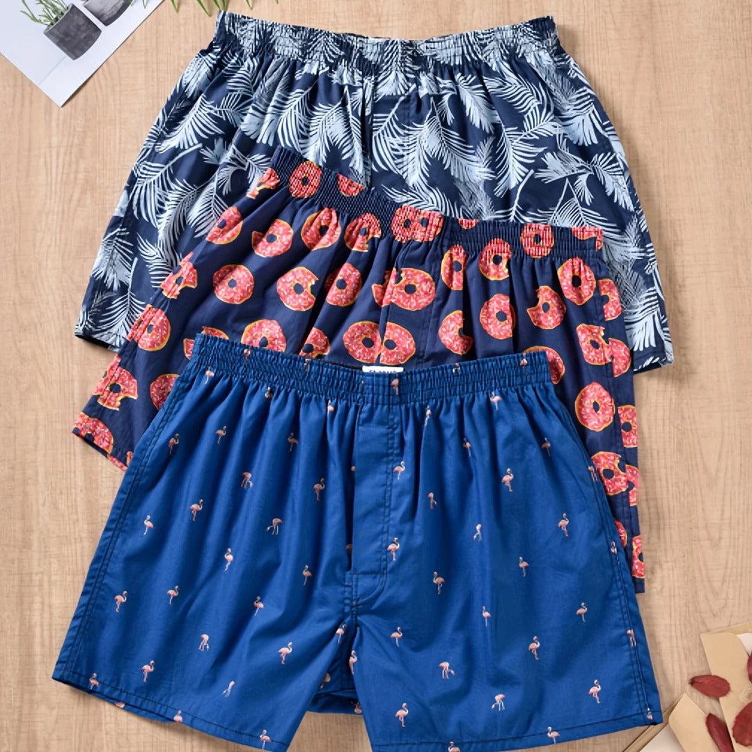 Men's Plant Print Boxers (Pack of 3)