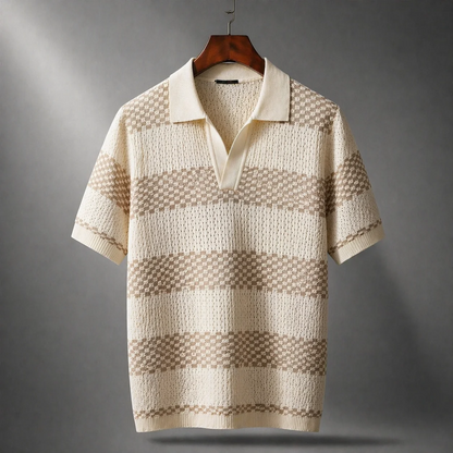 Textured Striped Polo Shirt