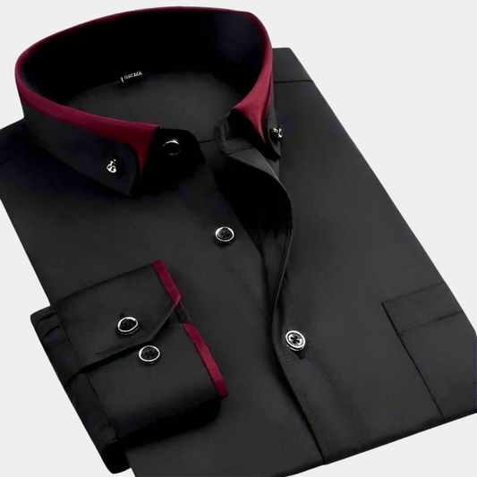 Men's Classic Long-Sleeve Shirt with Contrast Collar
