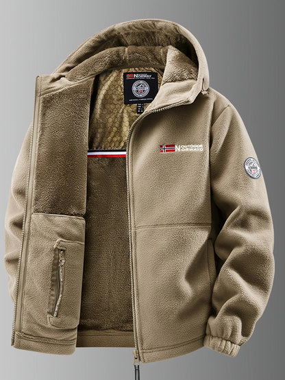 Fleece Thermal Jacket with Wind-Resistant Shell
