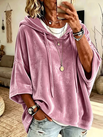 Women's Oversized Velvet-Inspired Hoodie